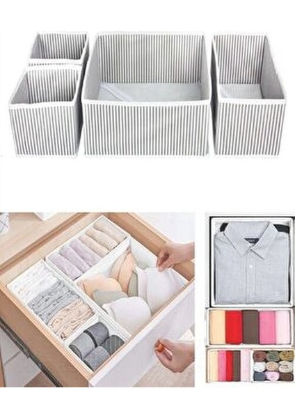 4'lü Dolap Içi ve Çekmece Içi Düzenleyici Organizer Giysi, Çorap, Iç Çamaşırı Saklama Kutu Seti