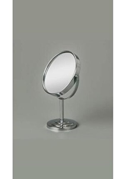 Masaüstü Ayaklı 360° Dönebilen Ev, Ofis, Işyeri, Seyahat Için Mini Krom Büyüteçli Ayna 21X15