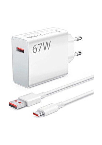 Turbo Hızlı Şarj Xiaomi Redmi Samsung Uyumlu 67W Turbo Hızlı Şarj Cihazı 67WATT Şarj Seti