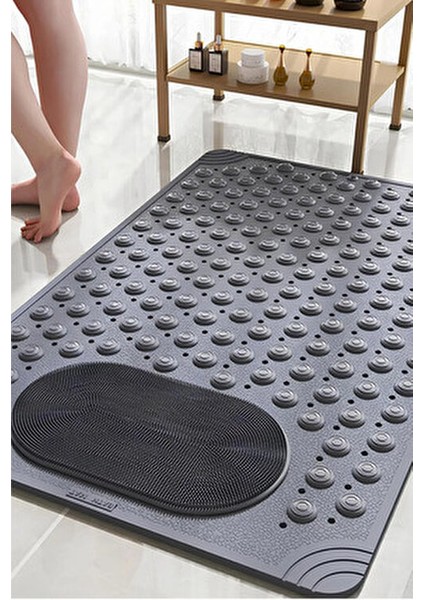 Home 1 Vantuzlu Banyo Paspası Beyaz Renk 36 x 69,5 cm Kaymaz Taban ve Yumuşak Tasarım