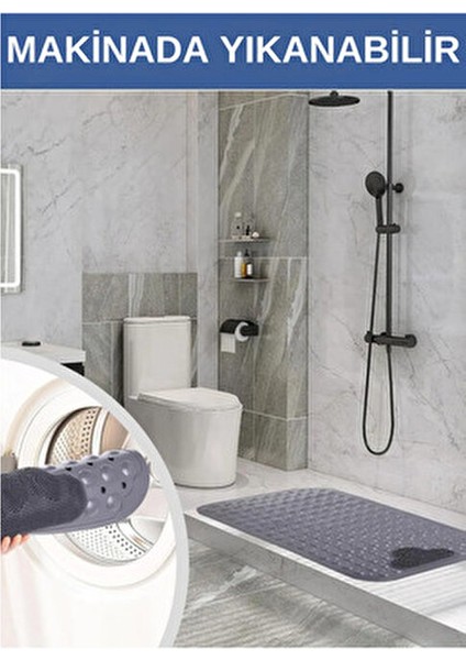 Home 1 Vantuzlu Banyo Paspası Beyaz Renk 36 x 69,5 cm Kaymaz Taban ve Yumuşak Tasarım