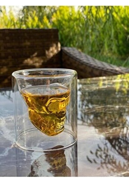 Kuru Kafa Tasarımlı Çift Cidarlı Isıya Dayanıklı Borosilikat Kahve Meşrubat Bardak 150 ml