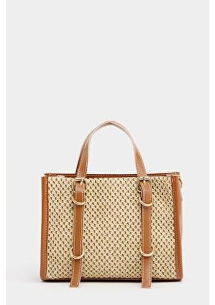 Taba Kadın Örgülü Mini El ve Omuz Çantası modelleri