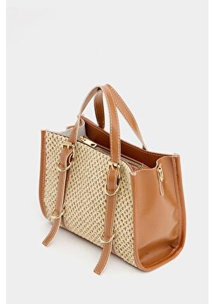 Taba Kadın Örgülü Mini El ve Omuz Çantası fırsatları