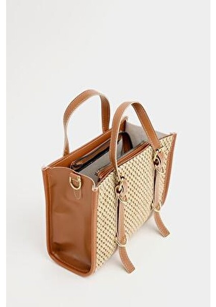 Taba Kadın Örgülü Mini El ve Omuz Çantası indirimleri