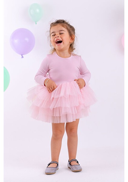 Pembe Sırtı Açık Tütü Elbise