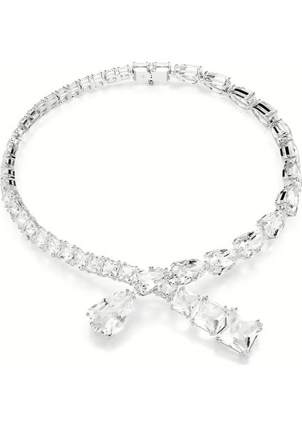 Kolye Matrix Necklace, Mixed Cuts, White, Rhodium Plated