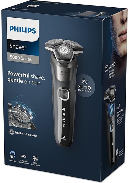 5000 Serisi Tıraş Makinesi, Sinekkaydı Tıraş, Skin Iq Teknolojisi, Islak ve Kuru Kullanım, Hassas Düzeltici Başlık – S5887/10