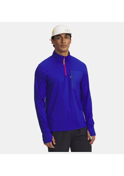 Erkek Ua Trail Run Çeyrek Fermuarlı Uzun Kollu Tişört 1383244-400