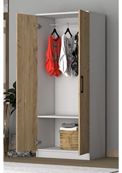 Noya 2 Kapaklı Gardrop Beyaz Çam modelleri