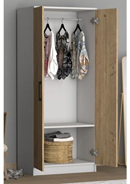 Noya 2 Kapaklı Gardrop Beyaz Çam fırsatları