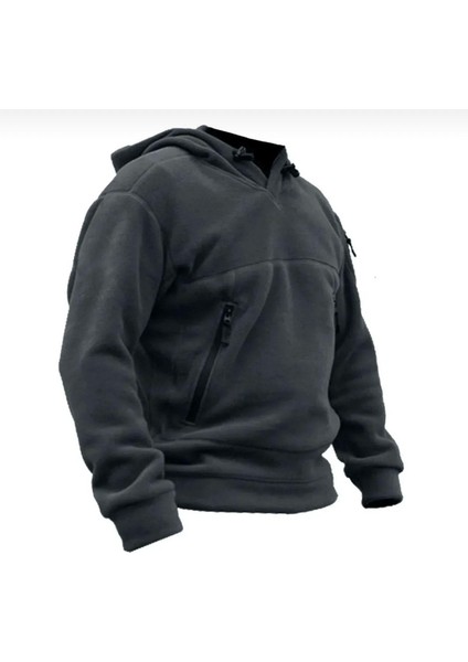 Erkek Polar Outdoor Kapşonlu Kombat Tactical Cepli Polar