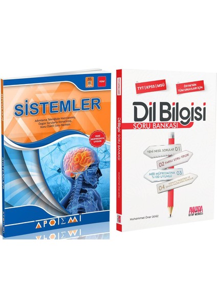 Apotemi Biyoloji Sistemler ve Akm Dil Bilgisi Soru Bankası Seti 2 Kitap