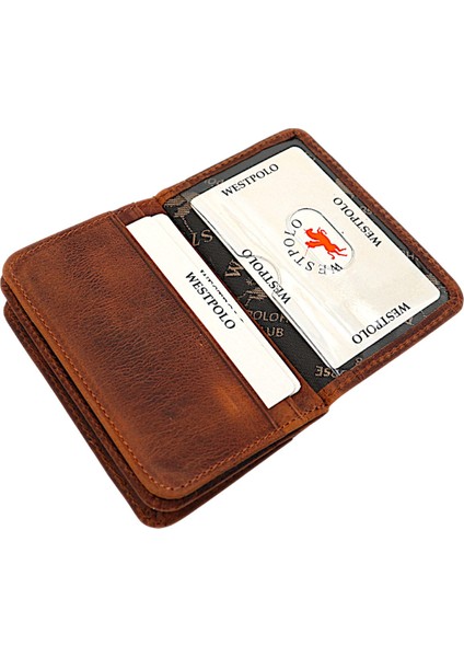 Hakiki Eskitme Deri Bol Kart Bölmeli Unisex Kartlık - G2 Taba indirimleri