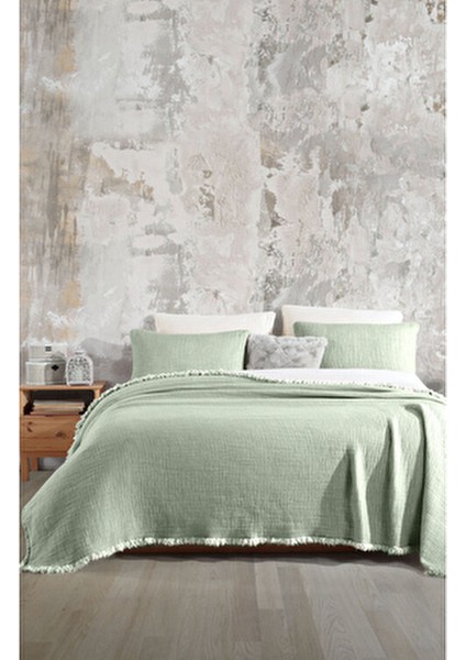 Adaçayı Yeşil 6 Kat Müslin Yorgan / Çift Kişilik 220X240