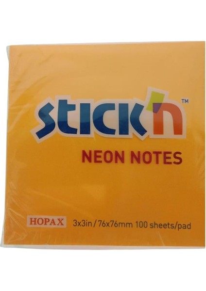 Stick'n Post-It Neon Turuncu 76X76 100 Yp 12'li Paket