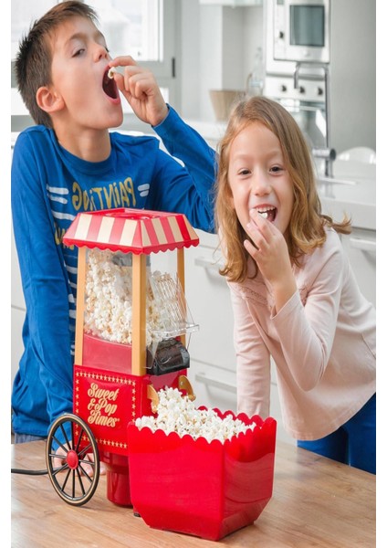 Popcorn Mısır Patlatma Makinesi Şık Tasarım 3dk Hazır 1200W Yağsız Mısır Makinesi