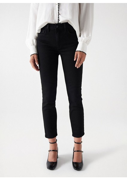 Orta Bel Cropped Fit Siyah Kadın Denim Pantolon 21006957 fiyatları