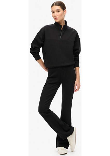 Siyah Kadın Standart Düz Sweatshirt W2012170A