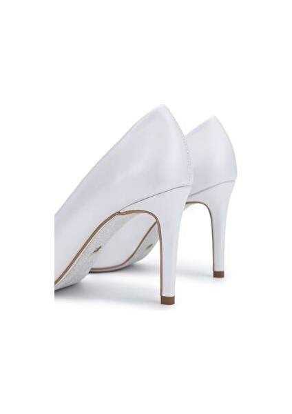 Kadın Hakiki Deri Beyaz Sedef Topuklu Ayakkabı fırsatları