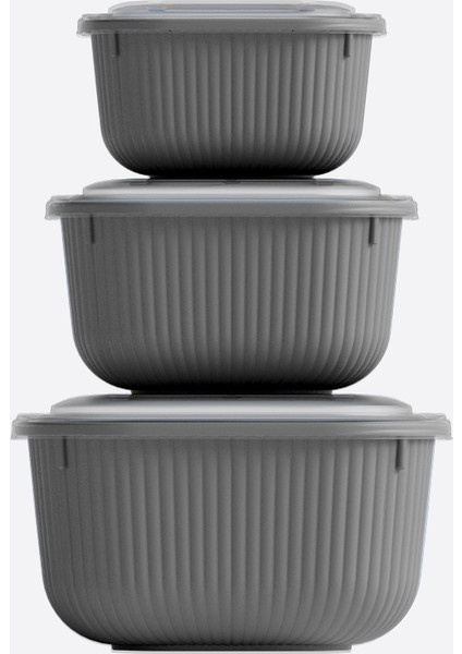 Iç Içe Geçmeli Snaplid Kare Saklama Kabı (600 - 1100 - 1800 Ml) (Üçlü Set)