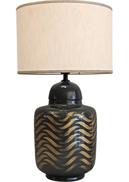 Hendy Gold Detaylı Koyu Gri Abajur