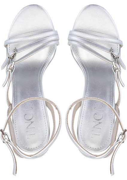 Kadın Suni Deri Lame Topuklu Ayakkabı