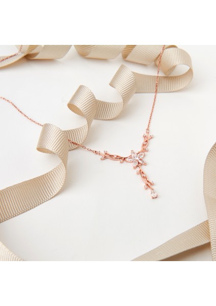 925 Ayar Rose Kaplama Sarmaşık Model Yıldız Gümüş Kolye