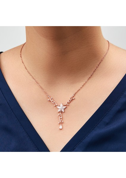 925 Ayar Rose Kaplama Sarmaşık Model Yıldız Gümüş Kolye fiyatları