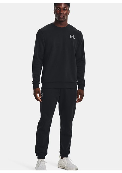 1374250-001-UA Icon Fleece Crew Siyah Erkek Normal Sweatshirt modelleri
