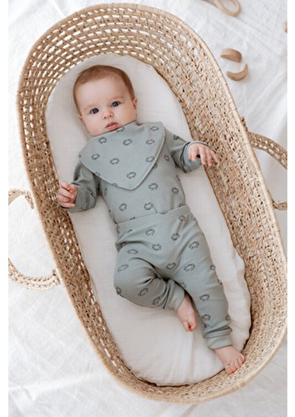 %100 Pamuk Yenidoğan Zıbın Takım Unisex Bebek Hediye Seti Uzun Kol Düz Desen