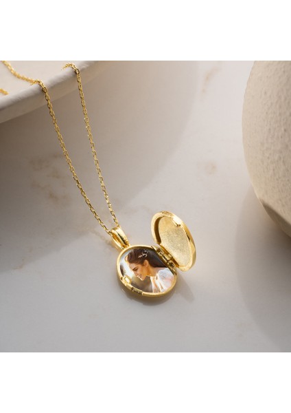 925 Ayar Gümüş Fotoğraflık Oval Kapaklı Açılır Kapanır Kolye