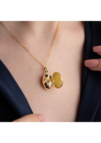 925 Ayar Gümüş Fotoğraflık Oval Kapaklı Açılır Kapanır Kolye indirimleri