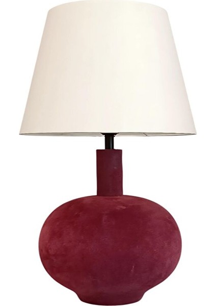 Halcer Kadife Kaplı Bordo Abajur