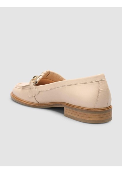 %100 Hakiki Deri Bej Kadın Püsküllü Loafer indirimleri