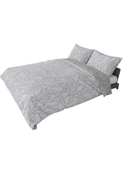 Queen Size Saten Nevresim Seti Gri