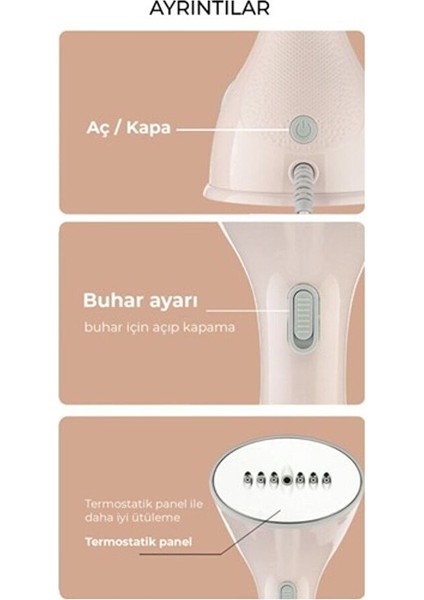 Portatif Buharlı Kırışık Giderici Dikey Ütü Pembe indirimleri