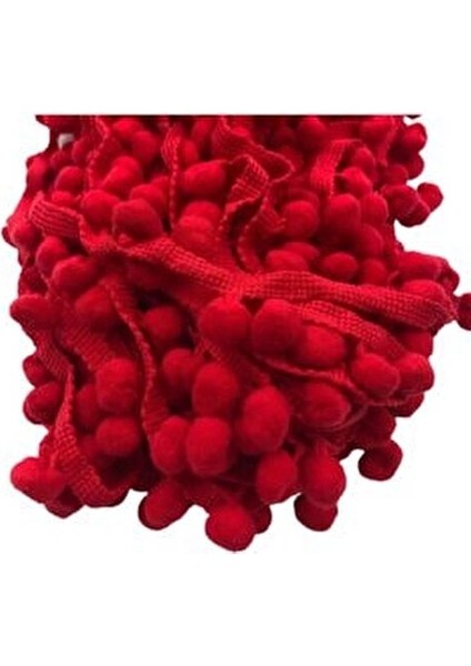 Kırmızı Şerit Ponpon 5 Metre Uzunlukta Yumuşak Doku ile Sanatsal Projeler İçin