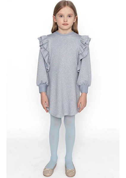 Gümüş Pırıltılı Sweat Elbise