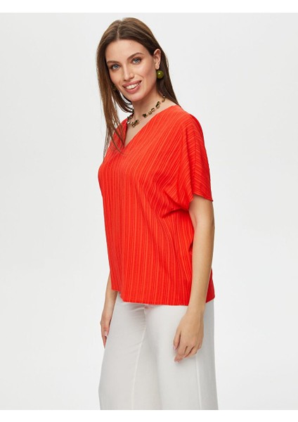 Kısa Kollu Kendinden Dokulu Bluz S25BLZ011 modelleri