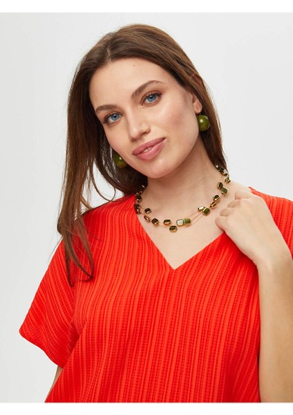 Kısa Kollu Kendinden Dokulu Bluz S25BLZ011 indirimleri