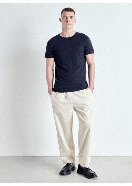 Lacivert Erkek Standart Desensiz T-Shirt MBYSA18BH25NAVY