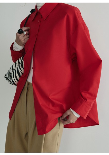Kırmızı Kadın Oversize Gömlek 418136766 R001 fiyatları