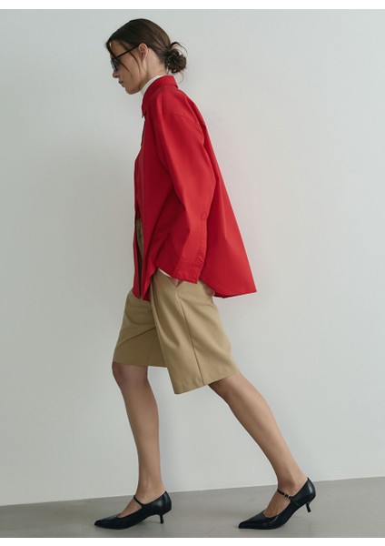 Kırmızı Kadın Oversize Gömlek 418136766 R001 modelleri