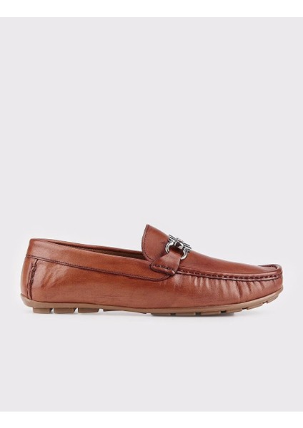 Toka Detaylı Hakiki Deri Taba Erkek Loafer