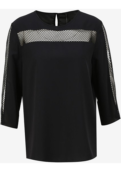 Yuvarlak Yaka Siyah Kadın Bluz U68183