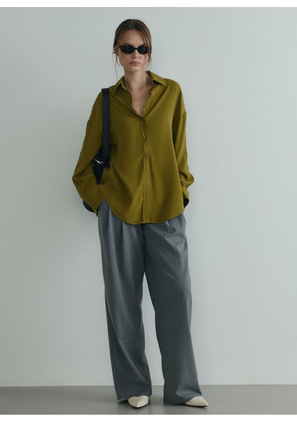 Yeşil Kadın Normal Gömlek 418136410 R031 fiyatları