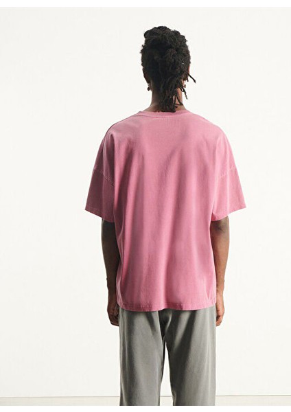 Pembe Erkek Standart Desensiz T-Shirt MFIZ02AH25CANDVIN modelleri