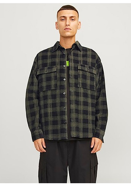 Kahve Erkek Gömlek Relaxed Gömlek 12261112_JCOTHEO Corduroy Check Ove