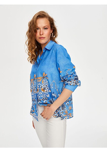 Eteği Etnik Desen Pamuk Vual Gömlek S25GML058 modelleri